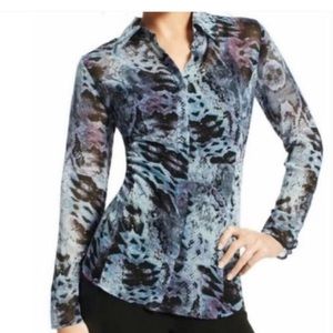 CAbi sheer blouse L snakeskin print